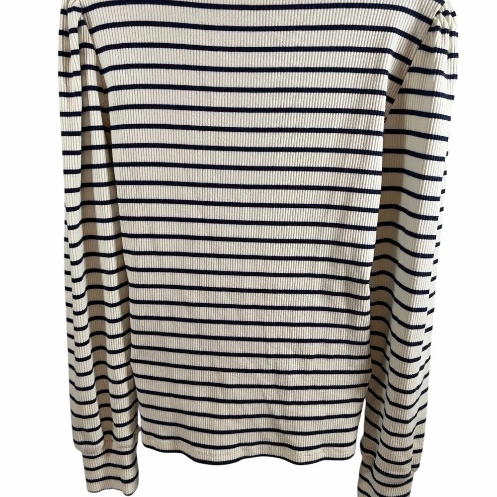 J. CREW Women's Puff Sleeve Striped Long Sleeve T-SHIRT Size Large Top